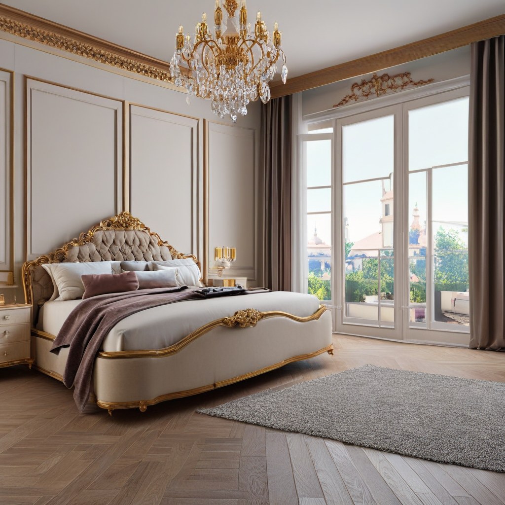 Barockmöbel: Barockes Schlafzimmer mit Himmelbett und vergoldeter Kommode von Casa Padrino