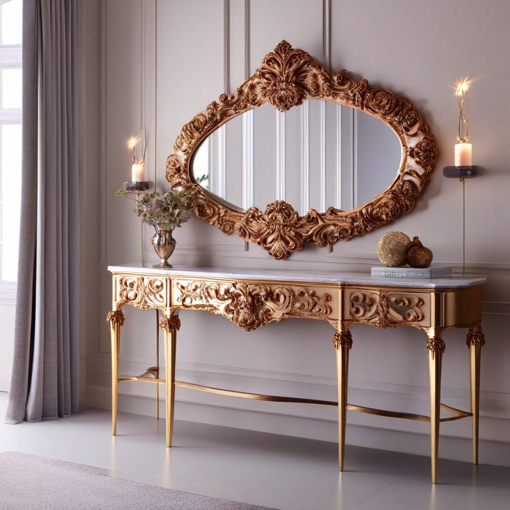 Barockmöbel Frankfurt: Barock Salon mit Samt Sofa und vergoldetem Spiegel von Casa Padrino