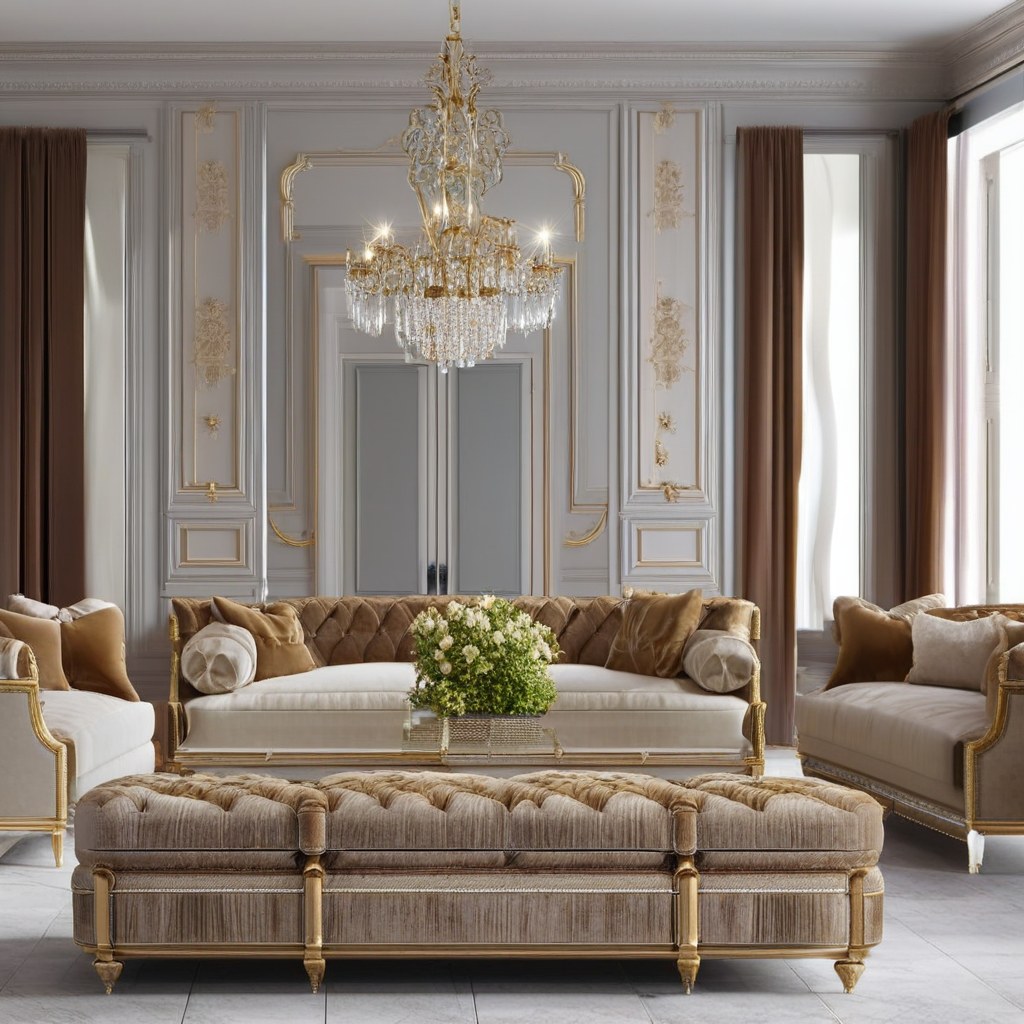Barockmöbel: Prunkvolles Wohnzimmer mit vergoldetem Barock Sofa von Casa Padrino