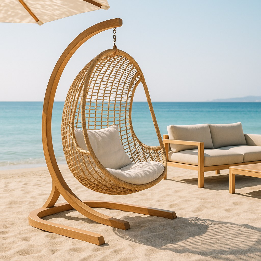 Loungemöbel für Beachbars mit Hängesessel im Sand von Casa Padrino