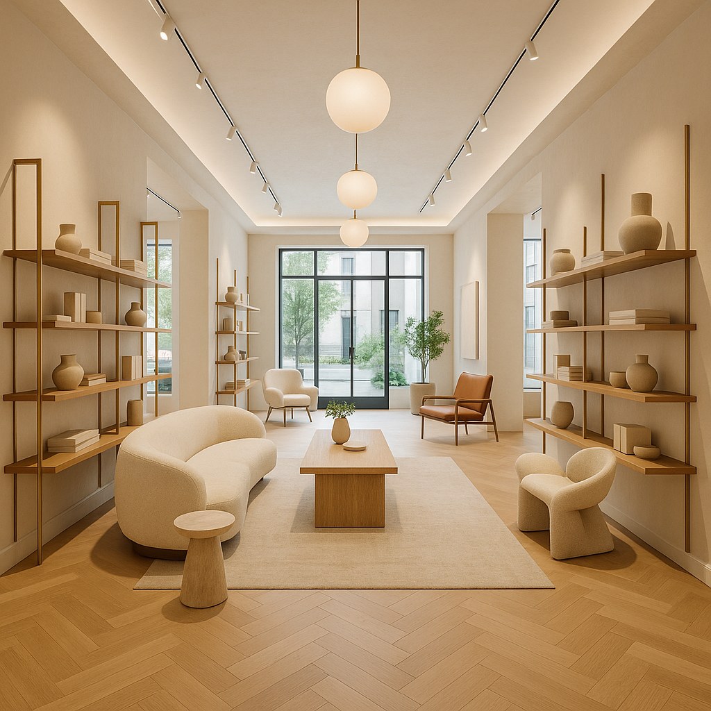 Eleganter Boutique-Verkaufsraum mit Designmöbeln von Casa Padrino
