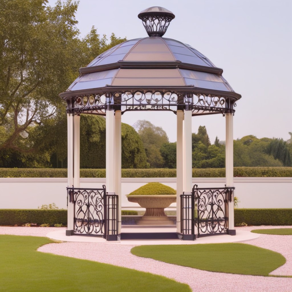 Gartenpavillon als prunkvoller Mittelpunkt einer weitläufigen Gartenanlage von Casa Padrino