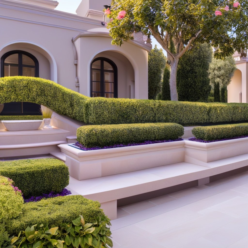 Großer Blumenkübel und Pflanzkübel am repräsentativen Eingang einer Luxusvilla von Casa Padrino