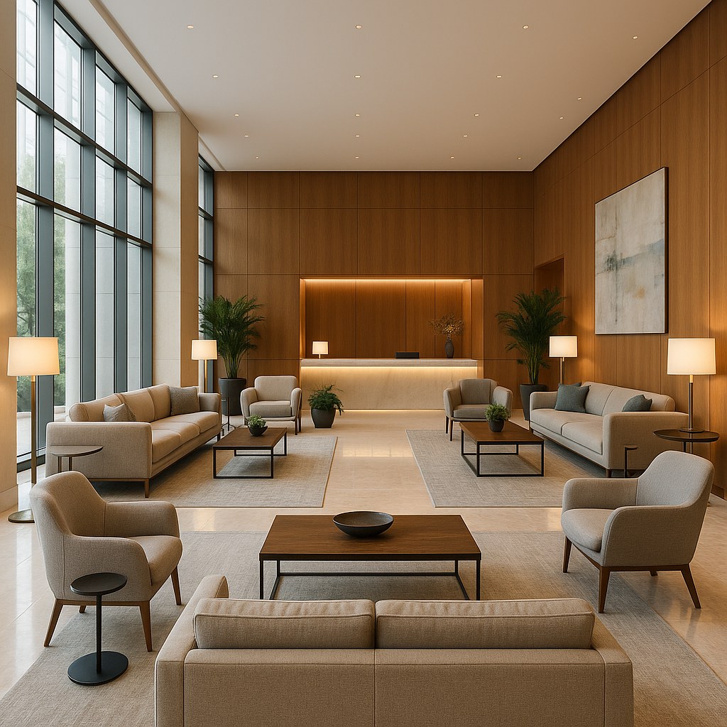Großzügige Hotel-Lobby mit kompletter Möblierung von Casa Padrino