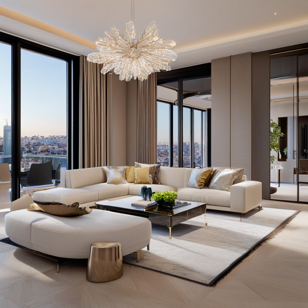 Kronleuchter München: Luxus Kronleuchter im Penthouse von Casa Padrino