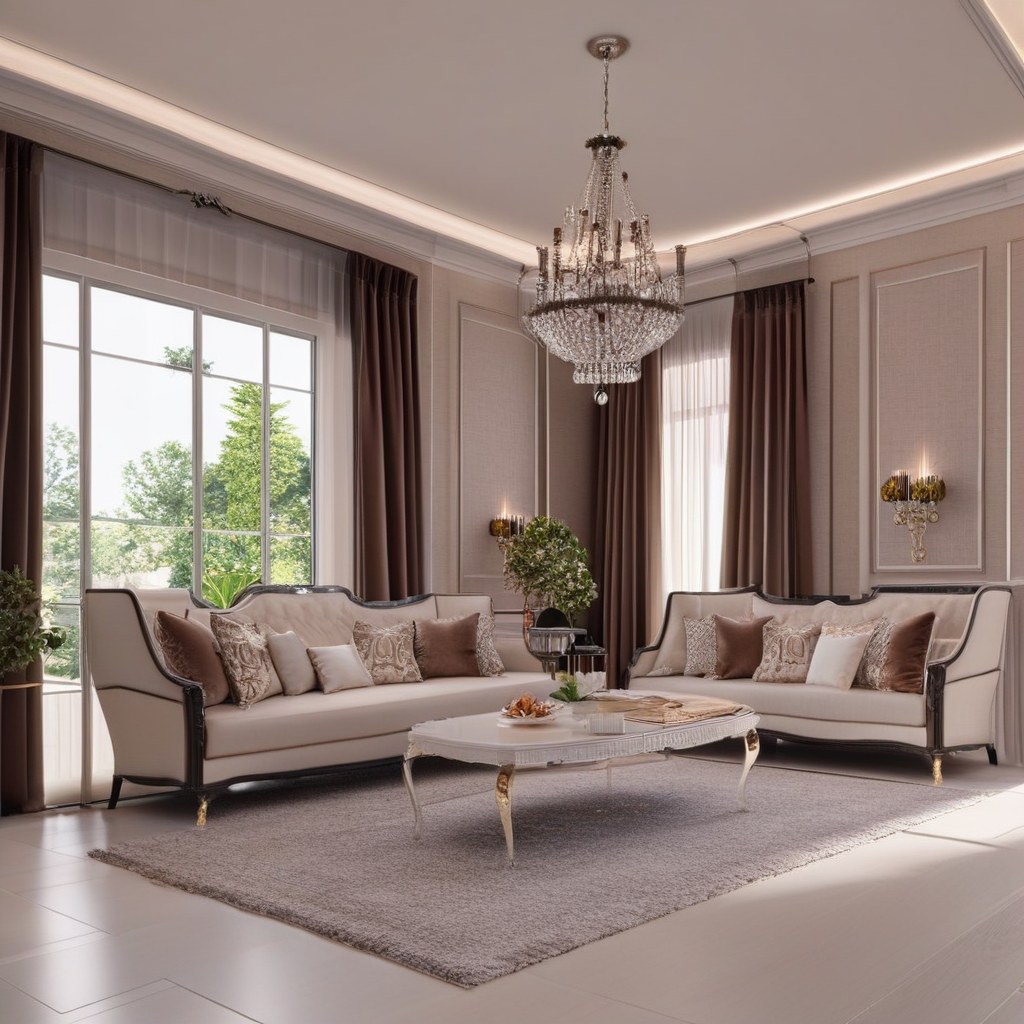 Luxuriöses Villa Wohnzimmer mit Sofa und Sesseln von Casa Padrino