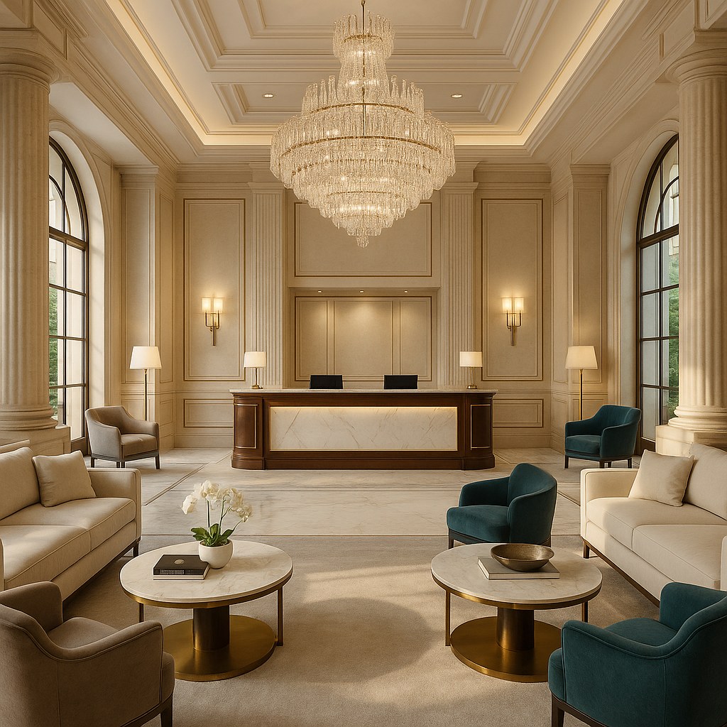 Luxus Hotel Lobby Einrichtung mit Kronleuchter von Casa Padrino