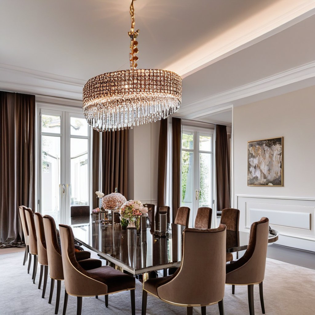 Luxusmöbel Bad Homburg elegantes Esszimmer mit Kronleuchter von Casa Padrino