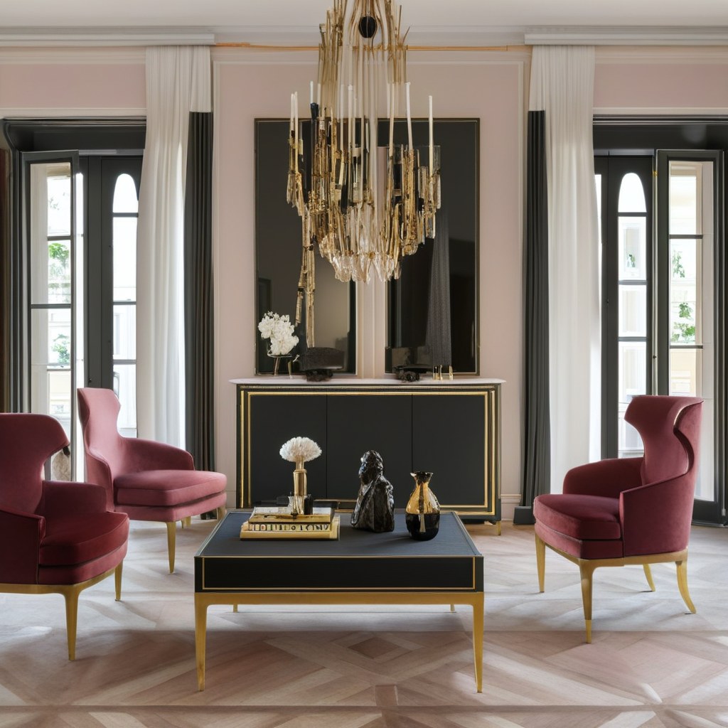 Luxusmöbel Baden-Baden Hotel Lounge mit Designer Sesseln von Casa Padrino