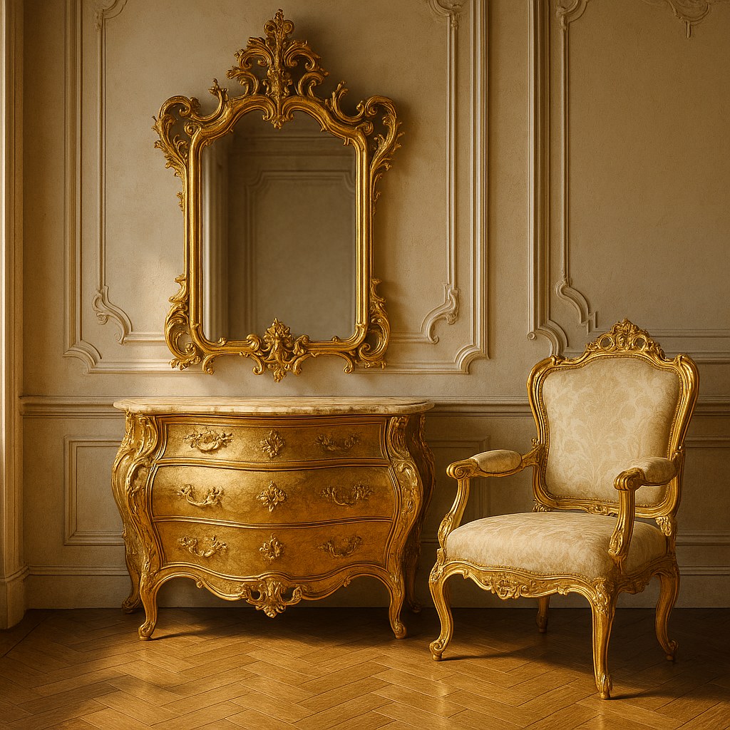 Luxusmöbel Barockmöbel mit Blattgold von Casa Padrino