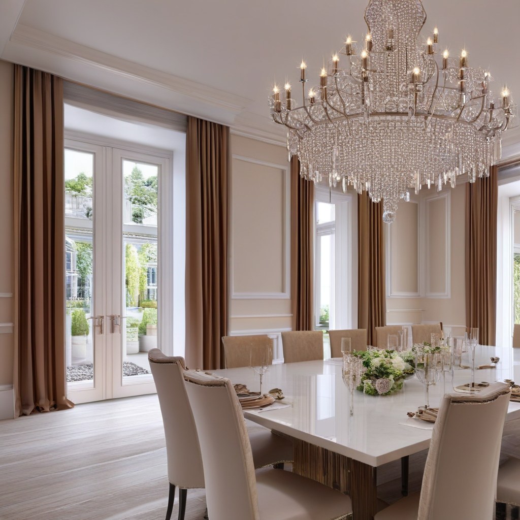 Luxusmöbel Berchtesgaden: Elegantes Esszimmer mit Kronleuchter von Casa Padrino