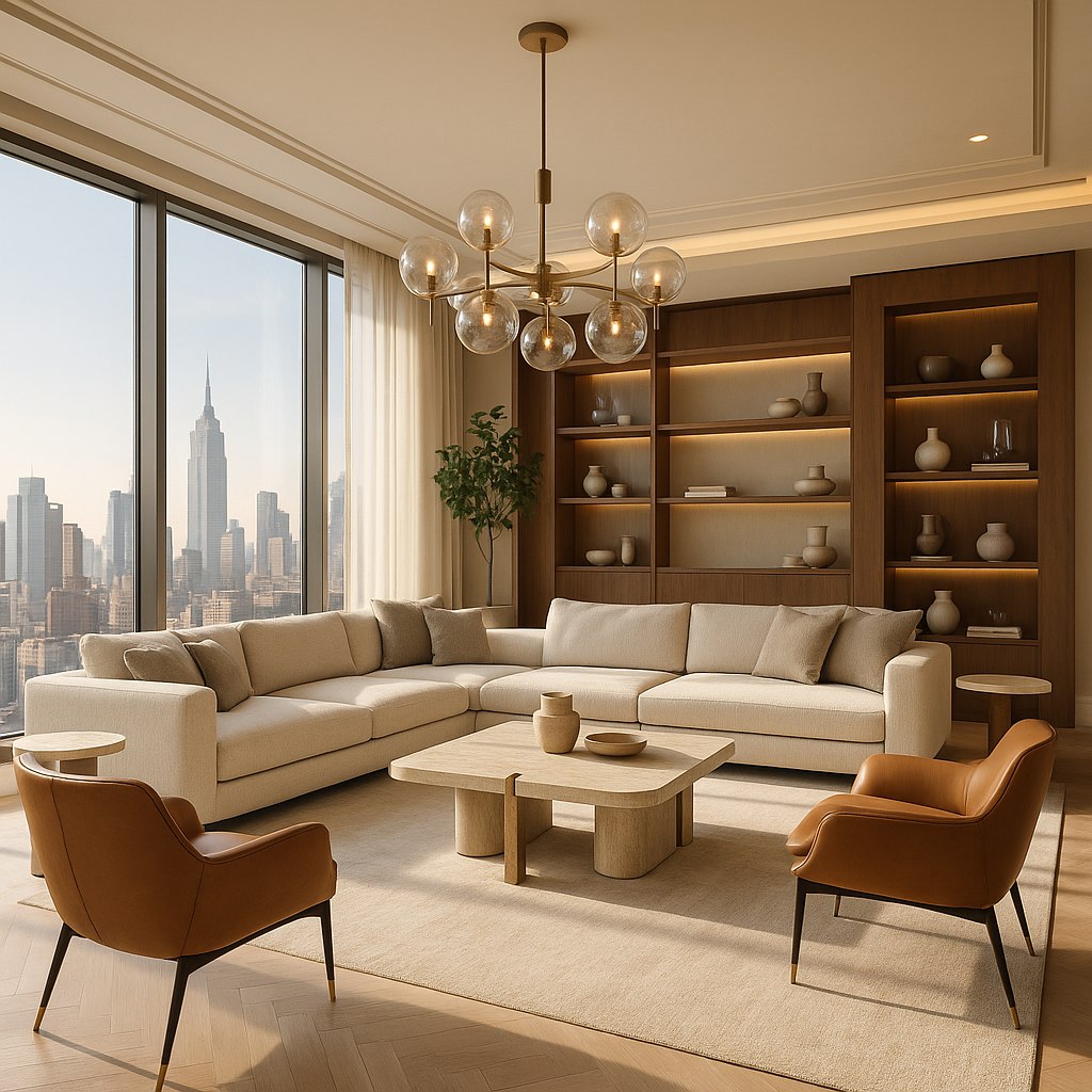 Luxusmöbel Bielefeld: Penthouse Wohnbereich mit Designer Möbeln von Casa Padrino