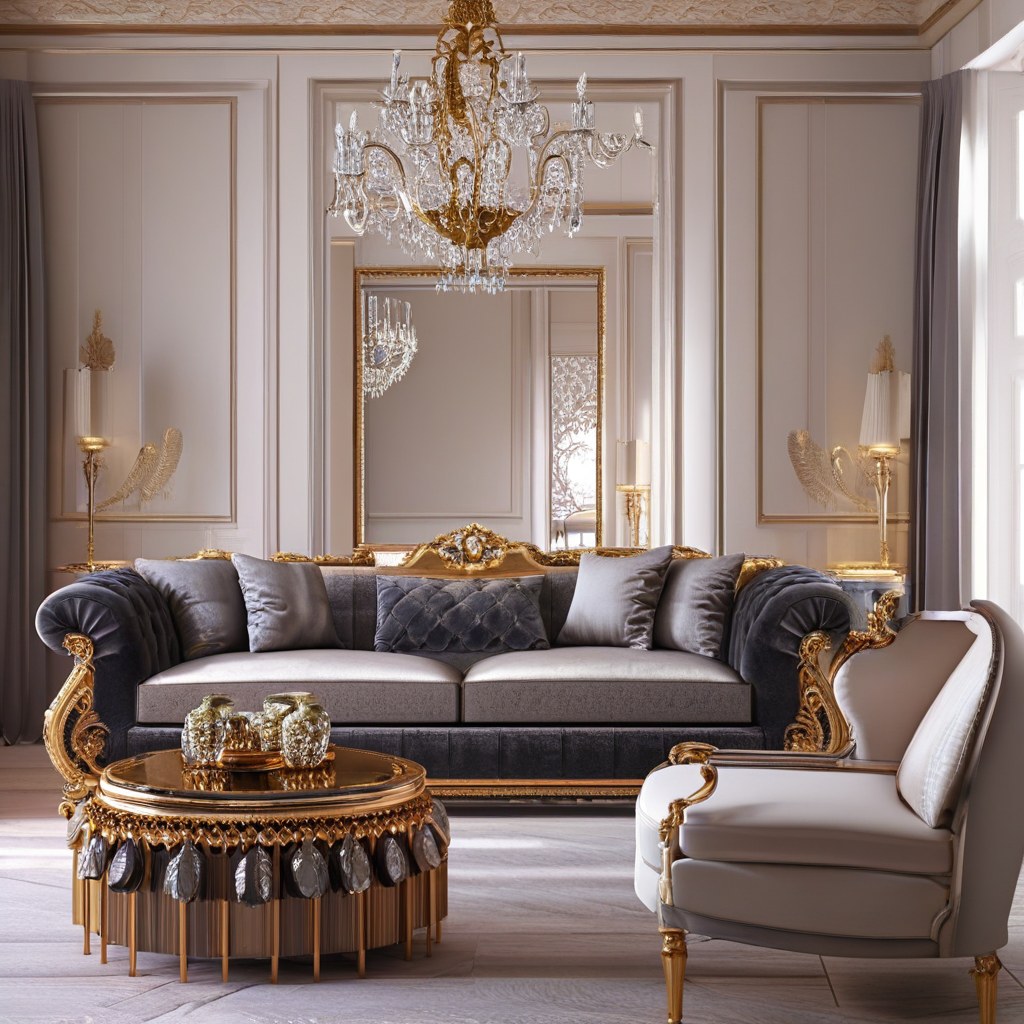 Luxusmöbel Bochum: Luxuriöses Wohnzimmer mit Samt Sofa von Casa Padrino