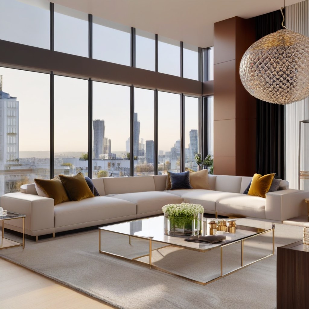 Luxusmöbel Bochum: Penthouse Wohnbereich mit Designer Möbeln von Casa Padrino