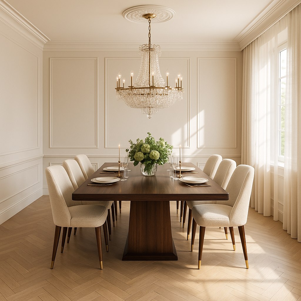 Luxusmöbel Bottrop: Elegantes Esszimmer mit Kronleuchter von Casa Padrino
