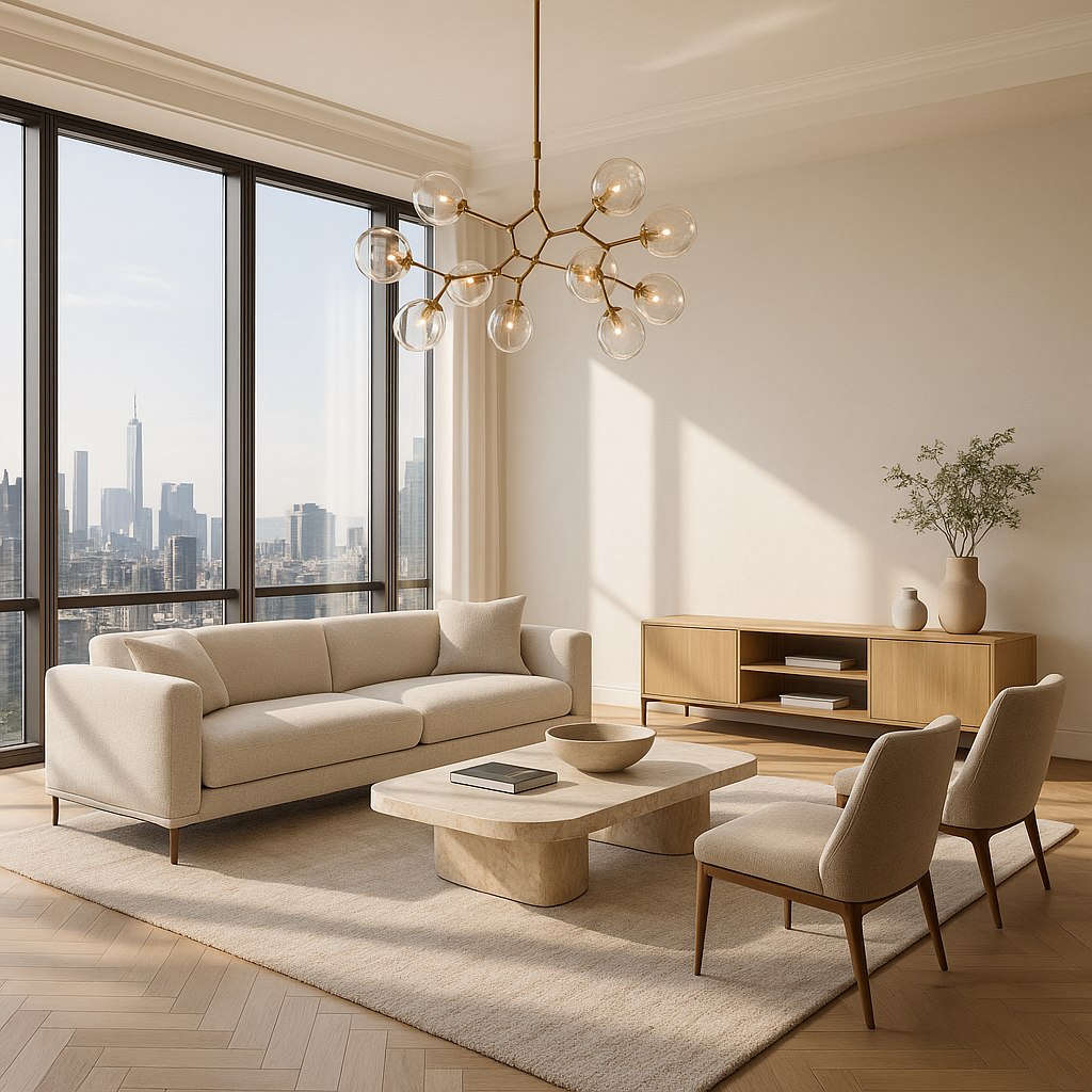 Luxusmöbel Bottrop: Penthouse Wohnbereich mit Designer Möbeln von Casa Padrino