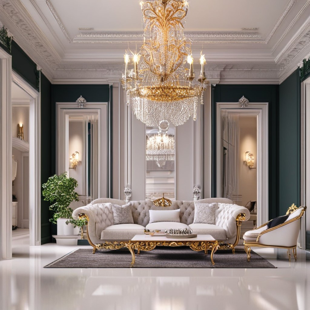 Luxusmöbel Castrop-Rauxel: Luxuriöses Wohnzimmer mit Samt Sofa von Casa Padrino