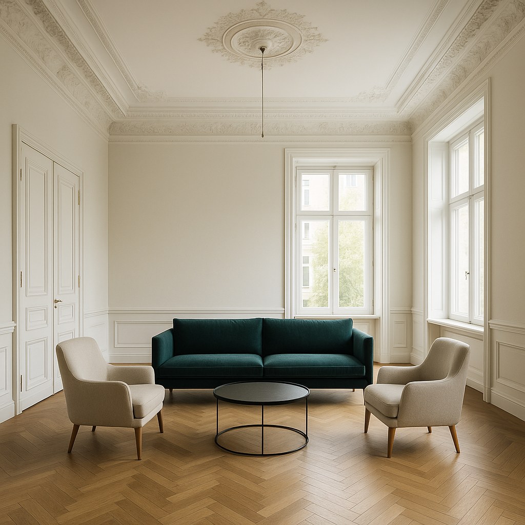 Luxusmöbel Charlottenburg Altbau Salon mit Stuckdecke von Casa Padrino