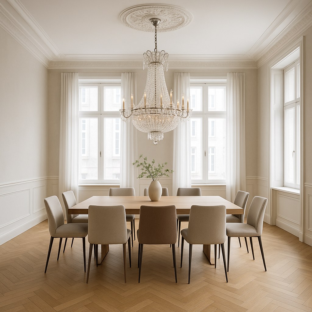Luxusmöbel Charlottenburg Kronleuchter im Altbau Esszimmer von Casa Padrino