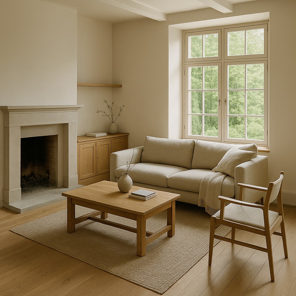 Luxusmöbel Dahlem Landhaus Wohnzimmer mit Kamin von Casa Padrino