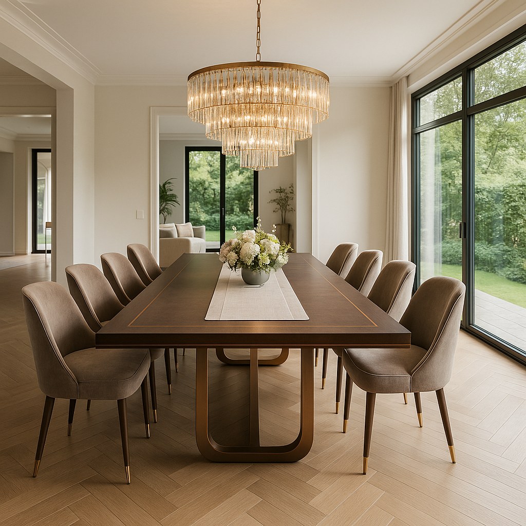 Luxusmöbel Dortmund: elegantes Esszimmer mit Kronleuchter von Casa Padrino