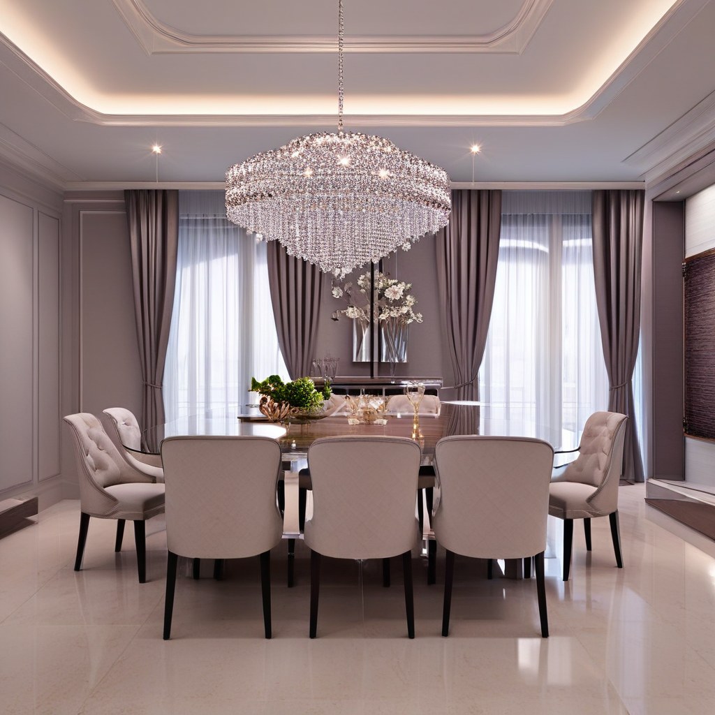 Luxusmöbel Dresden: Elegantes Esszimmer mit Kronleuchter von Casa Padrino