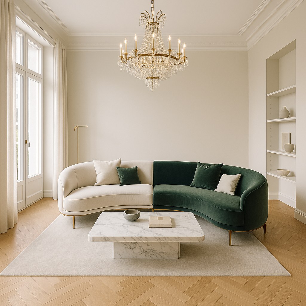 Luxusmöbel Düsseldorf: Luxuriöses Wohnzimmer mit Samt Sofa von Casa Padrino