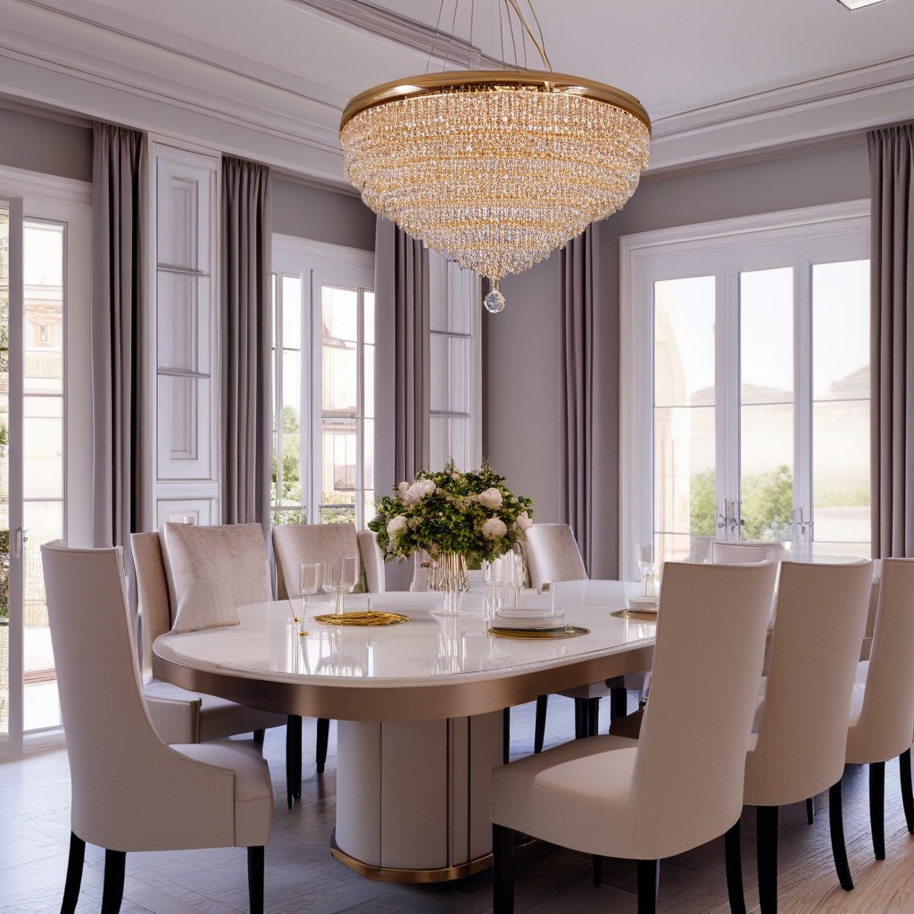 Luxusmöbel Duisburg: Elegantes Esszimmer mit Kronleuchter von Casa Padrino