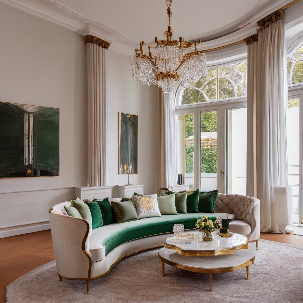 Luxusmöbel Essen: Luxuriöses Wohnzimmer mit Samt Sofa von Casa Padrino