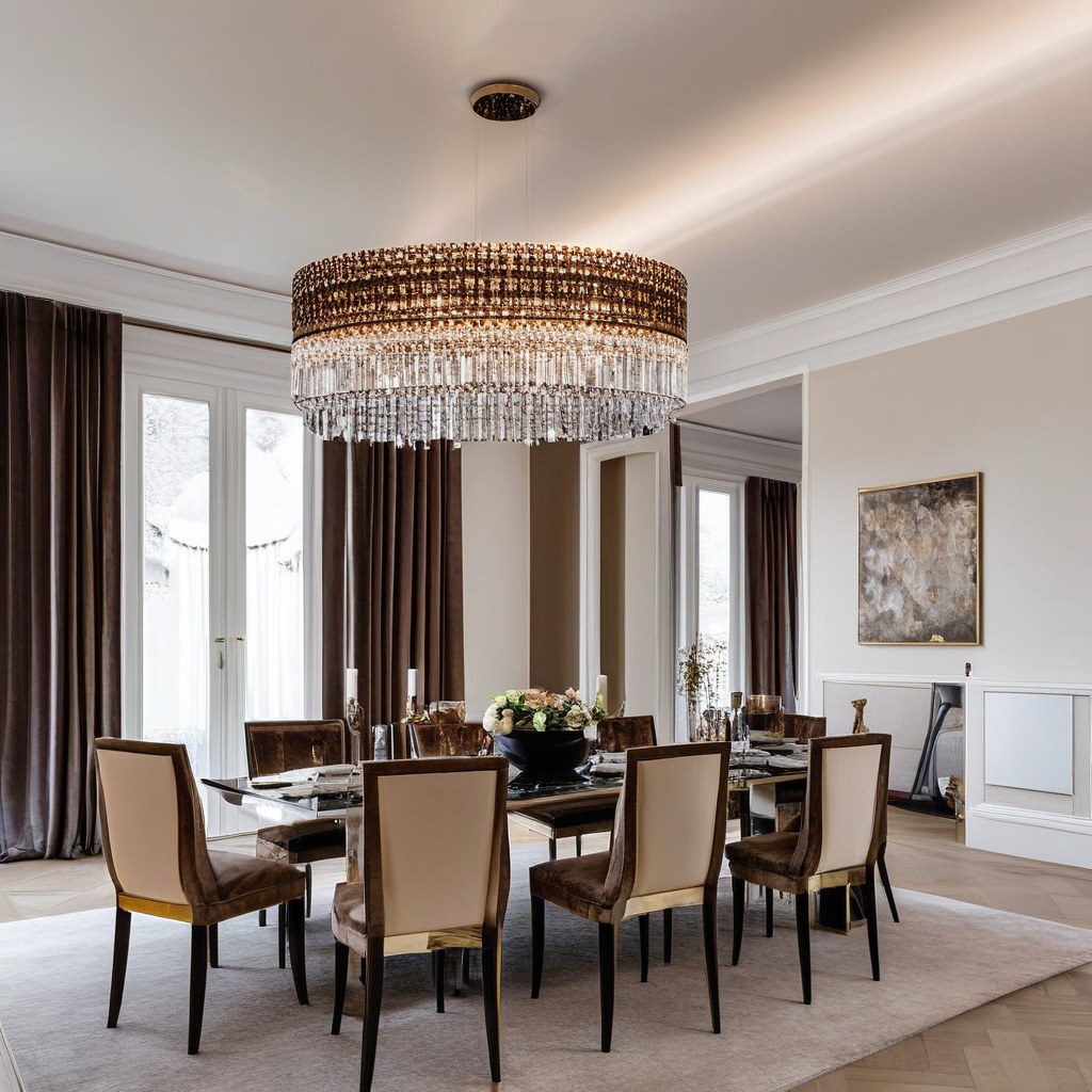 Luxusmöbel Freiburg elegantes Esszimmer mit Kronleuchter von Casa Padrino