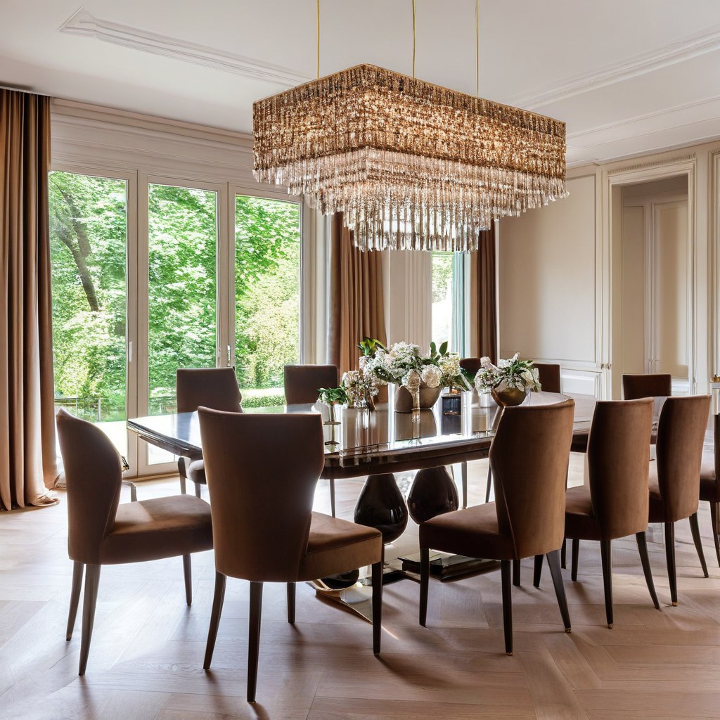 Luxusmöbel Grünwald elegantes Esszimmer mit Kronleuchter von Casa Padrino