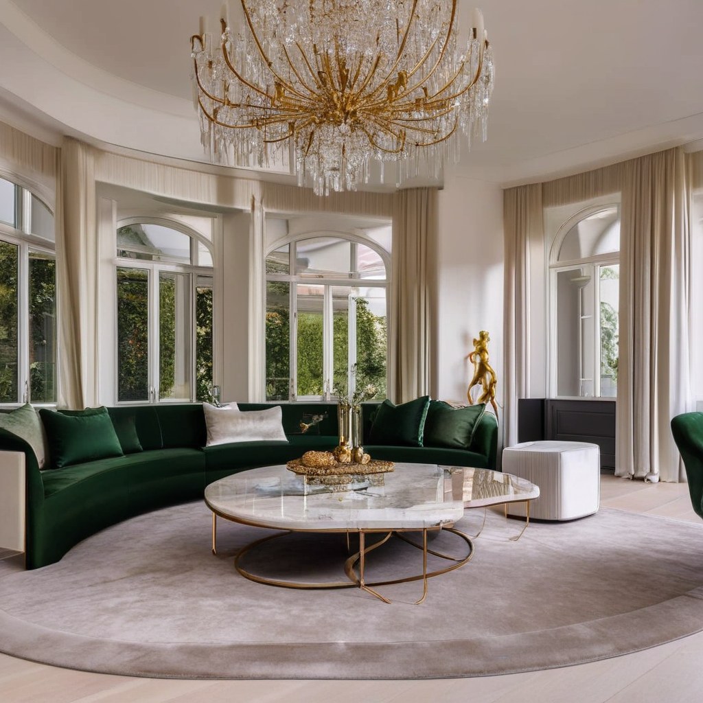 Luxusmöbel Grünwald luxuriöses Wohnzimmer mit Samt Sofa von Casa Padrino