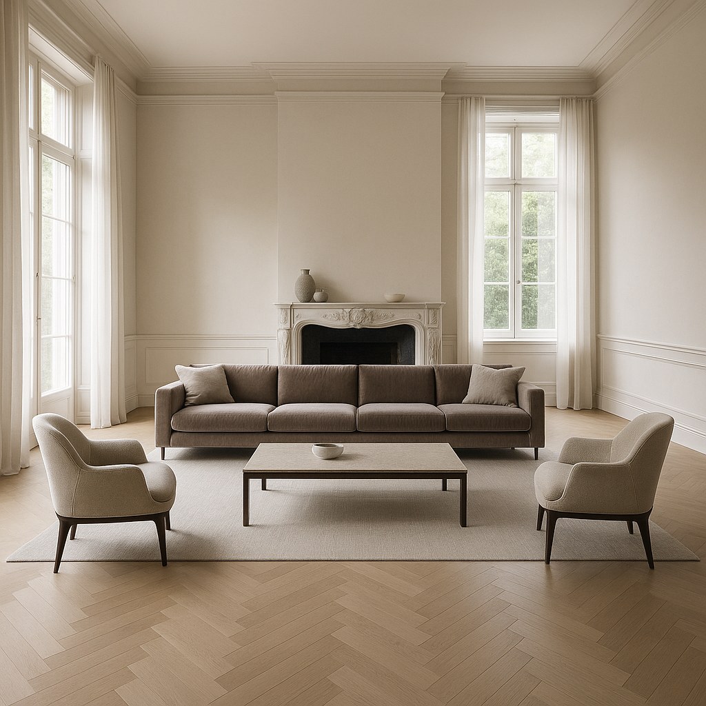 Luxusmöbel Grunewald Salon einer Villa mit Samt Sofa von Casa Padrino