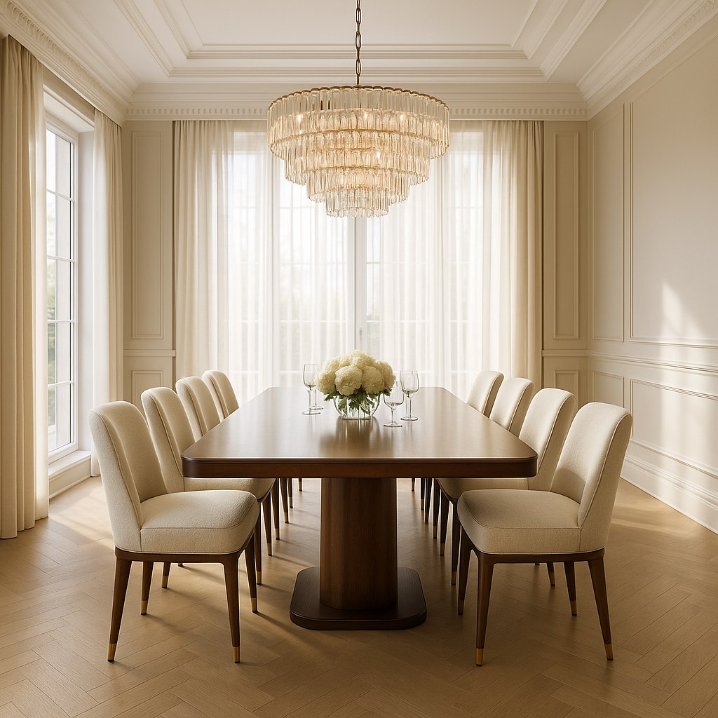 Luxusmöbel Hagen: Elegantes Esszimmer mit Kronleuchter von Casa Padrino