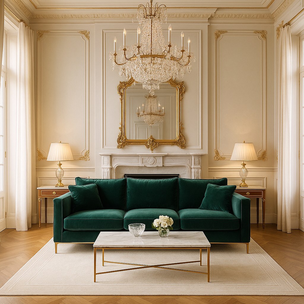 Luxusmöbel Hagen: Luxuriöses Wohnzimmer mit Samt Sofa von Casa Padrino