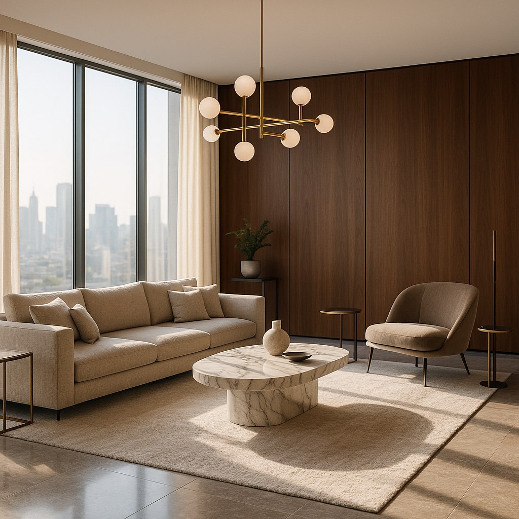 Luxusmöbel Hagen: Penthouse Wohnbereich mit Designer Möbeln von Casa Padrino