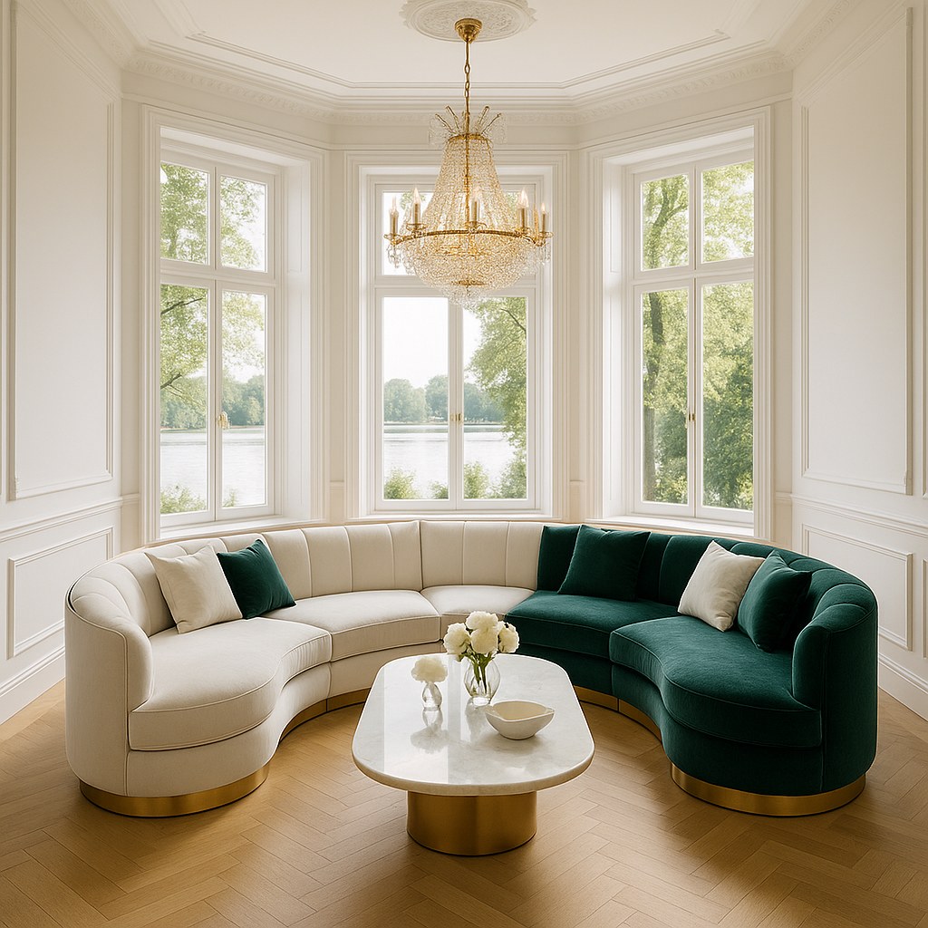Luxusmöbel Hamburg luxuriöses Wohnzimmer mit Samt Sofa von Casa Padrino