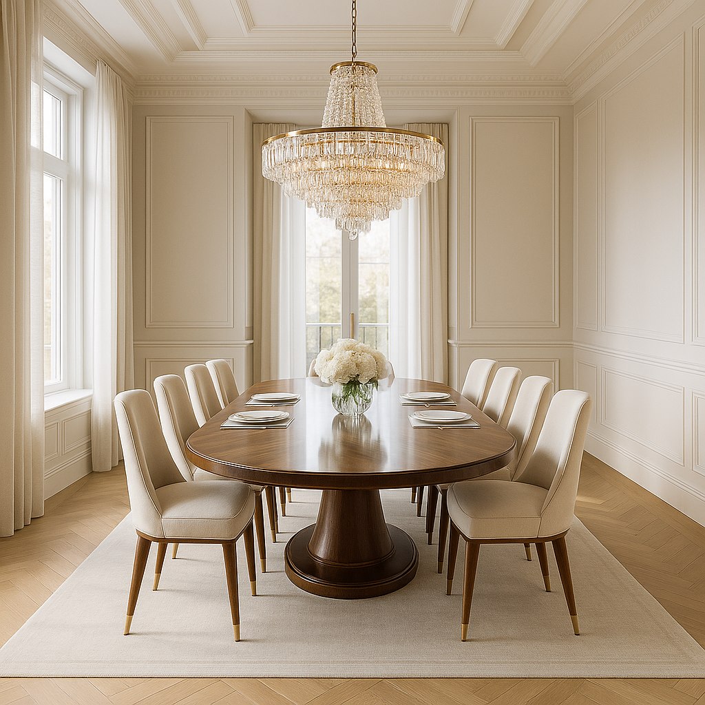 Luxusmöbel Hamm: Elegantes Esszimmer mit Kronleuchter von Casa Padrino