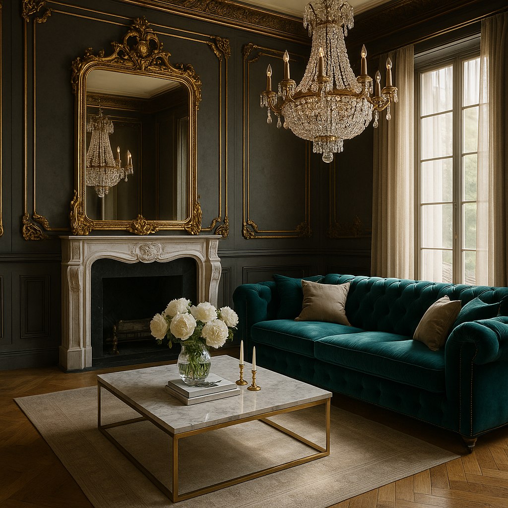 Luxusmöbel Hamm: Luxuriöses Wohnzimmer mit Samt Sofa von Casa Padrino