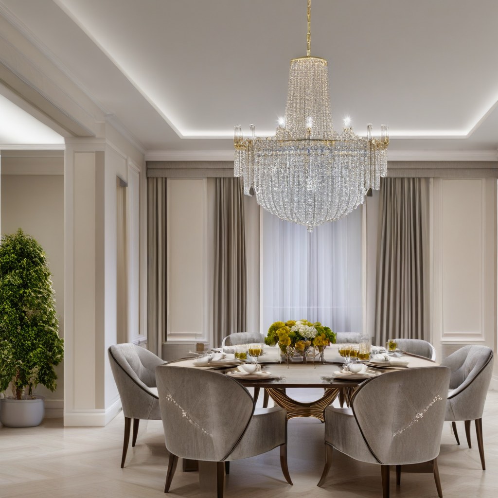 Luxusmöbel Herne: Elegantes Esszimmer mit Kronleuchter von Casa Padrino