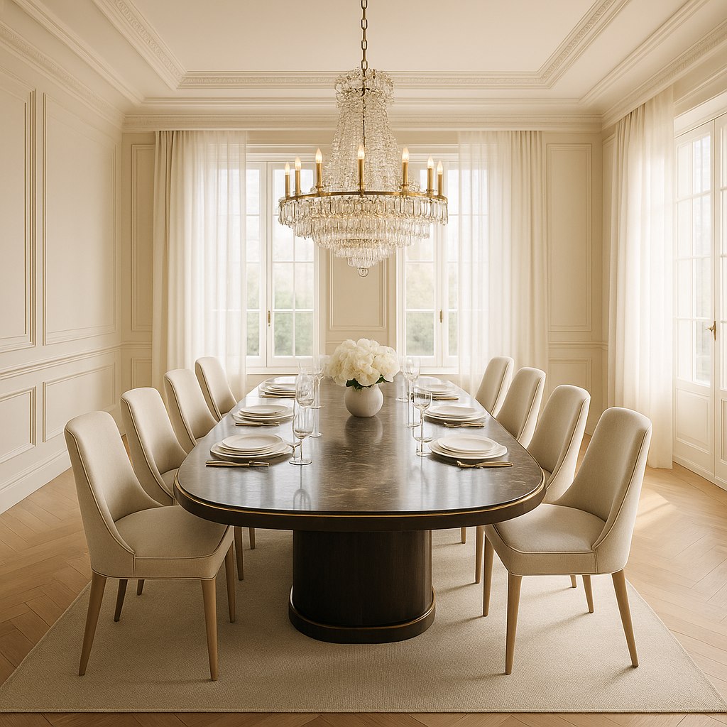 Luxusmöbel Iserlohn: Elegantes Esszimmer mit Kronleuchter von Casa Padrino