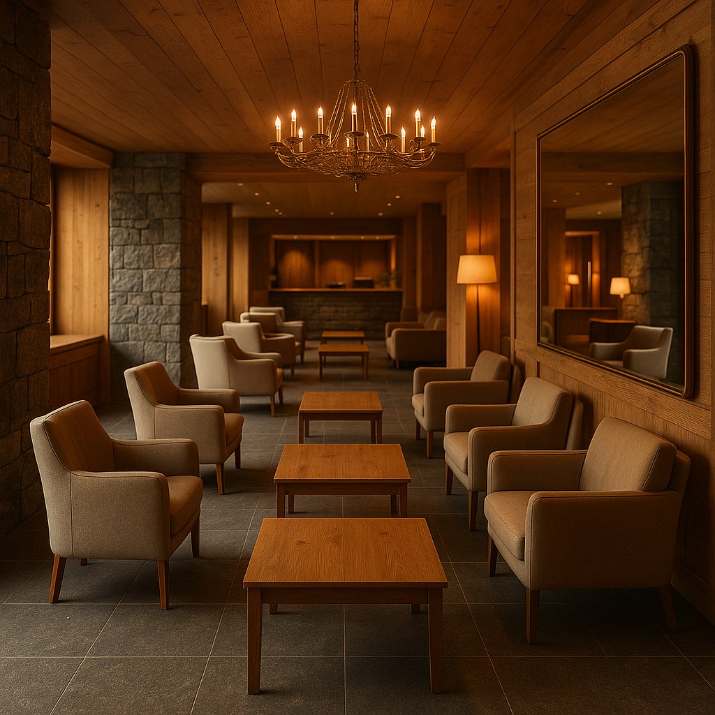 Luxusmöbel Kitzbühel: Hotellobby mit Loungesesseln von Casa Padrino