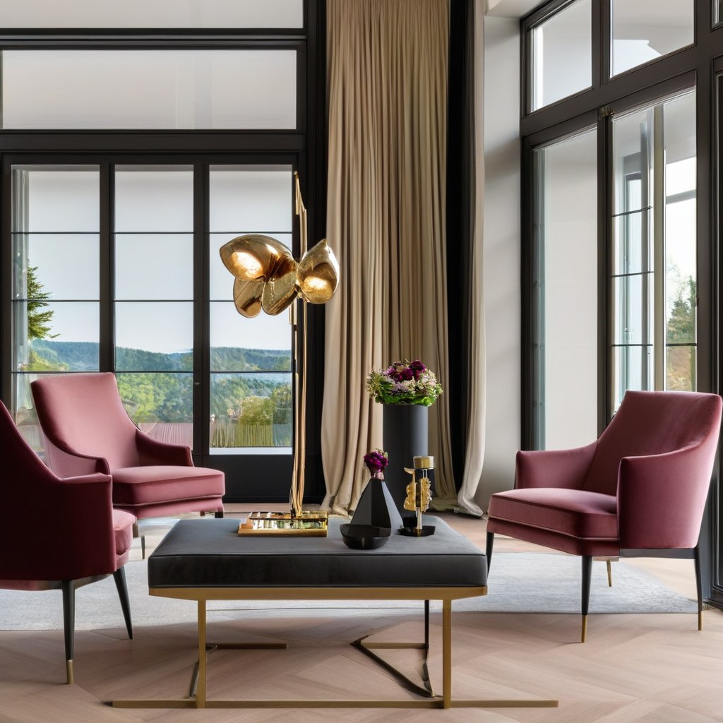 Luxusmöbel Königstein Hotel Lounge mit Designer Sesseln von Casa Padrino