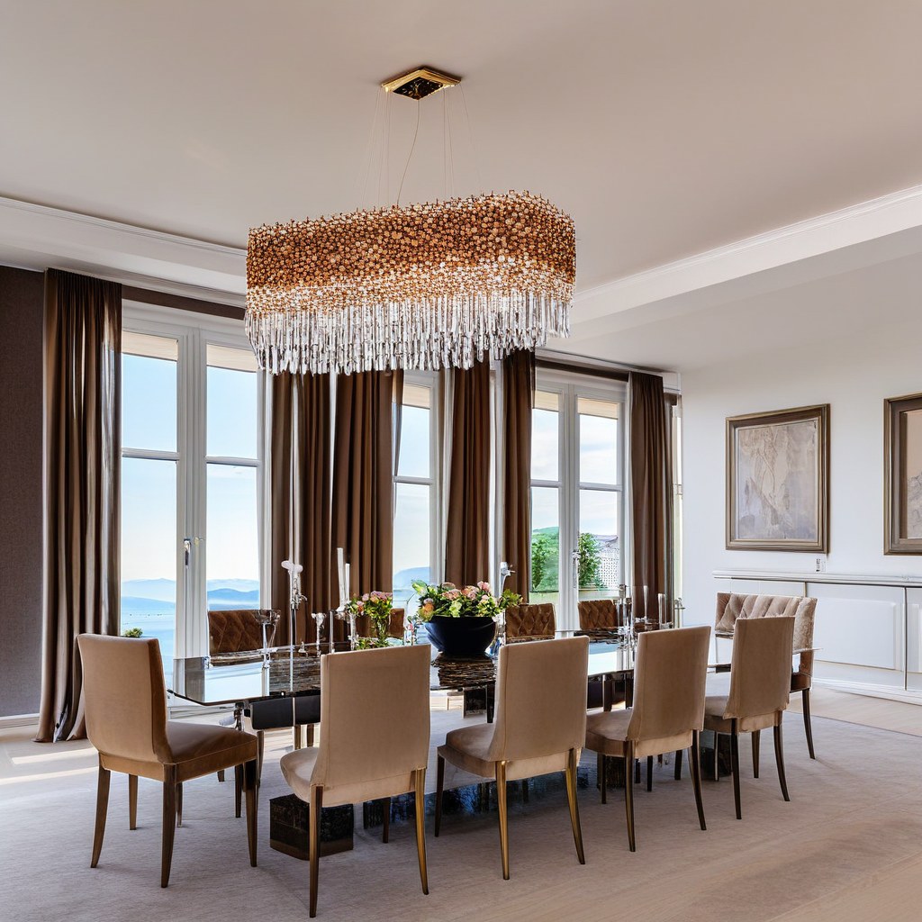Luxusmöbel Konstanz elegantes Esszimmer mit Kronleuchter von Casa Padrino
