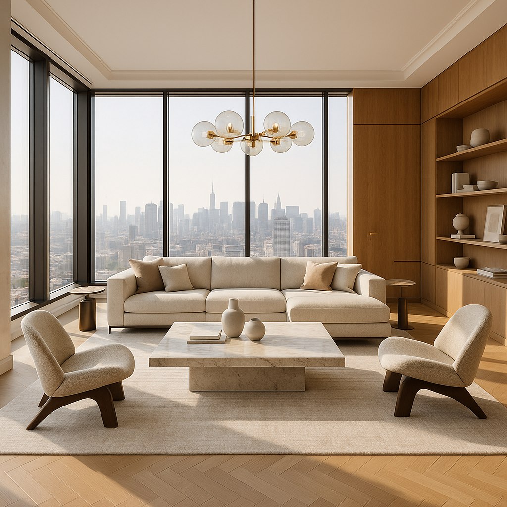 Luxusmöbel Krefeld: Penthouse Wohnbereich mit Designer Möbeln von Casa Padrino