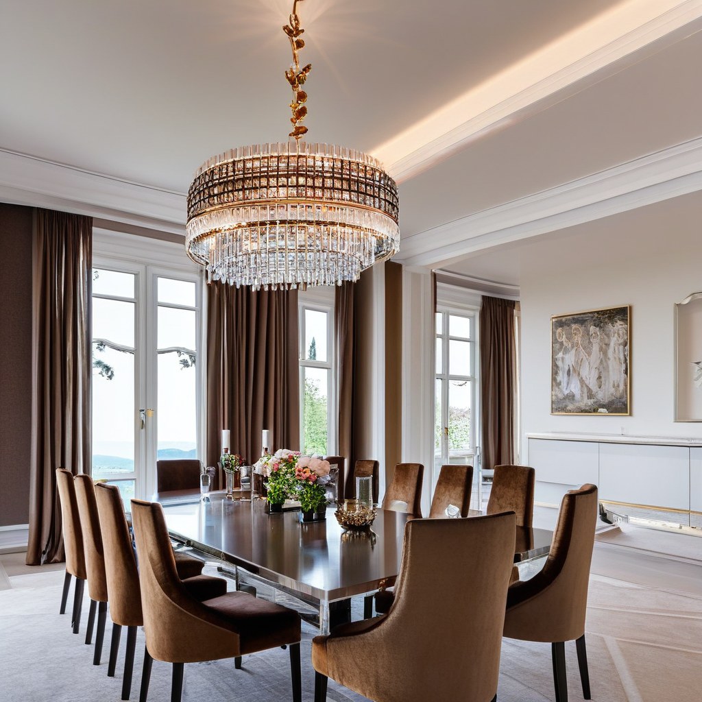 Luxusmöbel Kronberg elegantes Esszimmer mit Kronleuchter von Casa Padrino