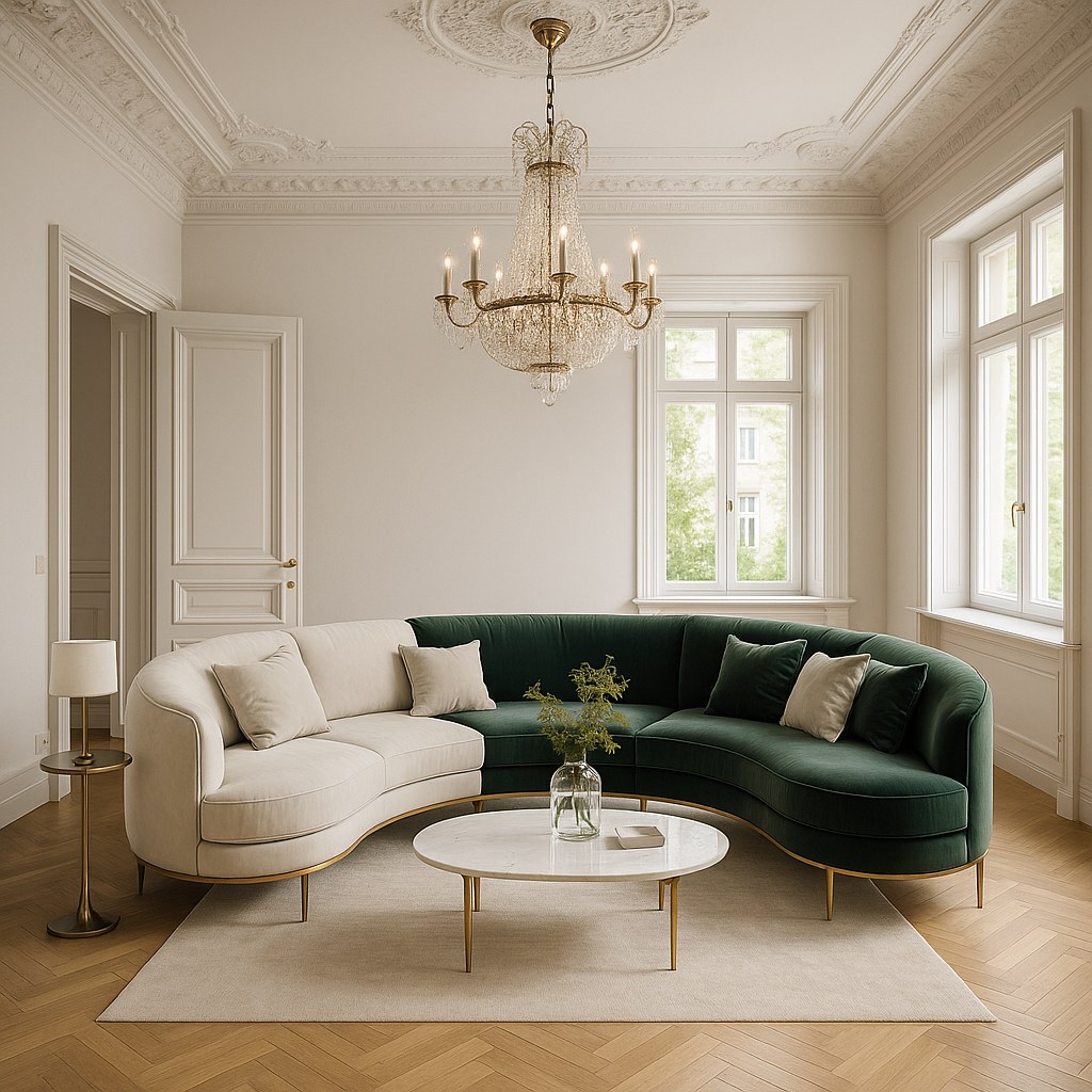 Luxusmöbel Leipzig: Luxuriöses Wohnzimmer mit Samt Sofa von Casa Padrino
