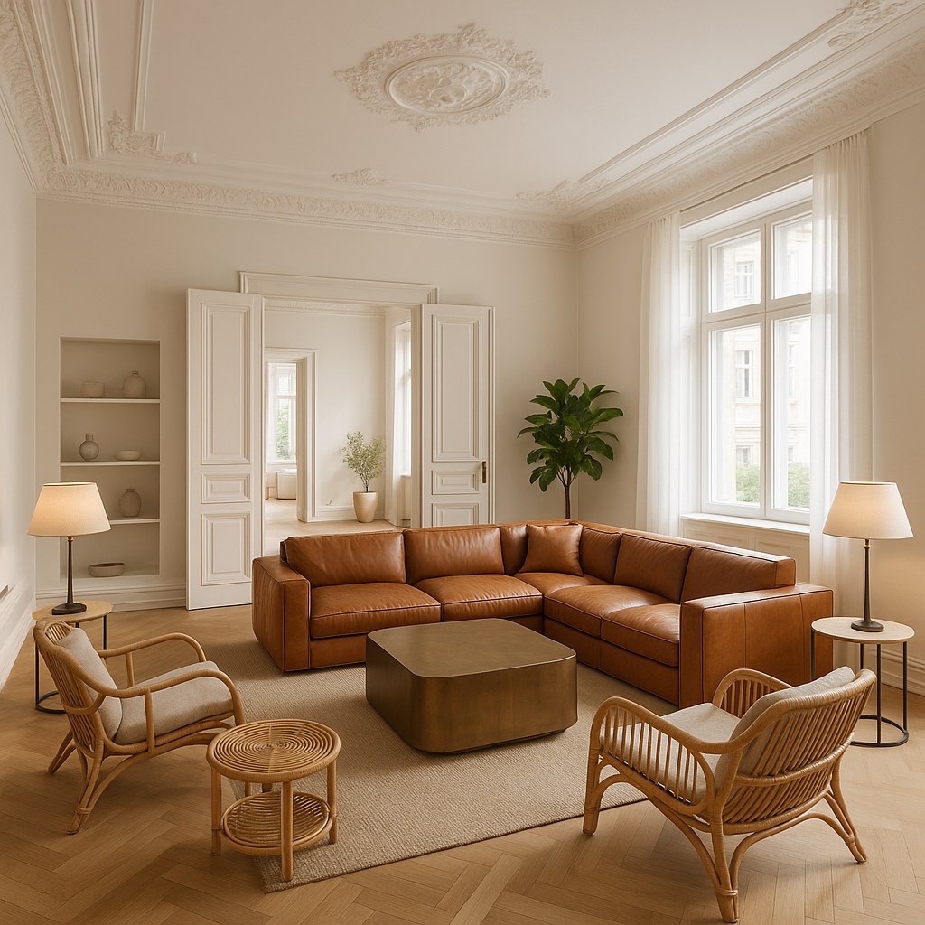 Luxusmöbel Leipzig: Penthouse Wohnbereich mit Designer Möbeln von Casa Padrino