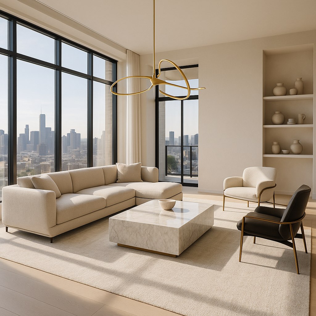 Luxusmöbel Leverkusen: Penthouse Wohnbereich mit Designer Möbeln von Casa Padrino