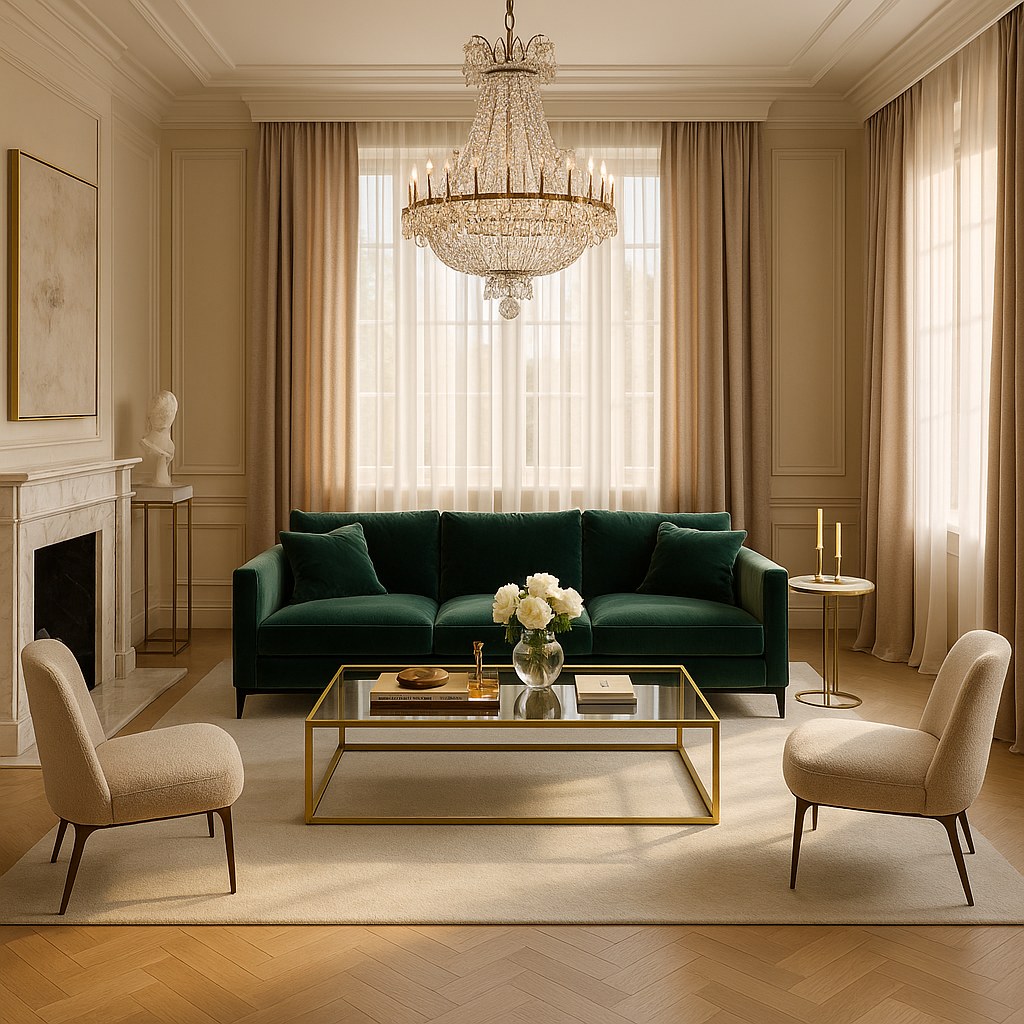 Luxusmöbel luxuriöses Wohnzimmer mit Samt Sofa von Casa Padrino